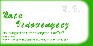 mate vidovenyecz business card